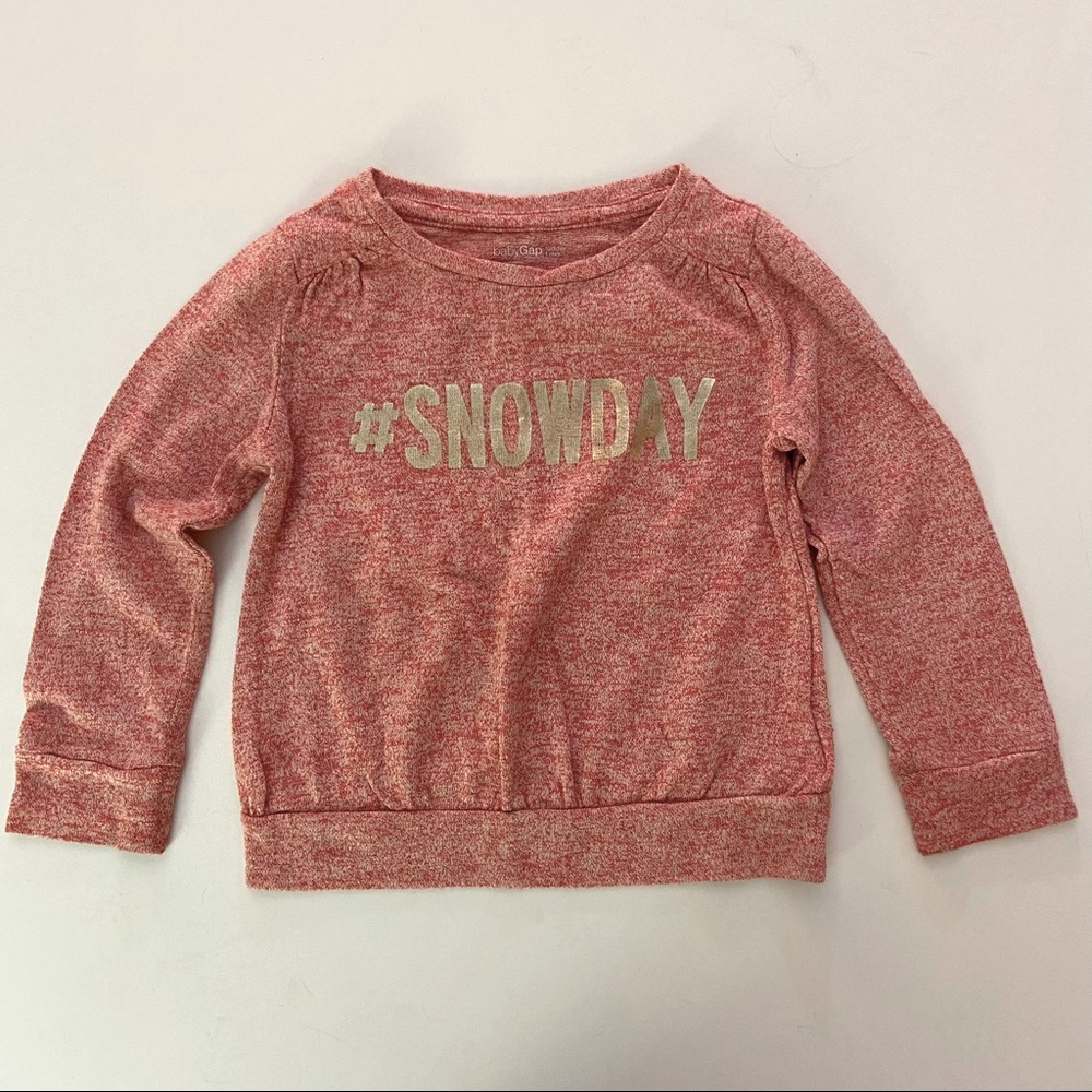 Baby Gap #snowday heather red long sleeve shirt size 4T